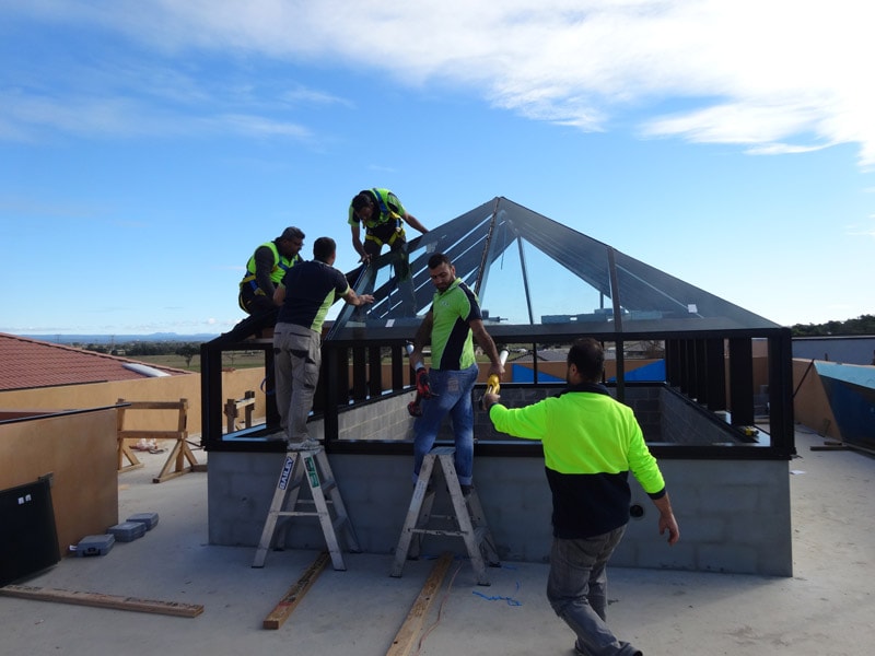 team installing skylights in Camps Creek