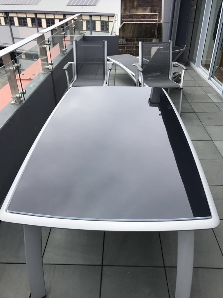 10mm grey back painted toughened glass with curved edges - 1
