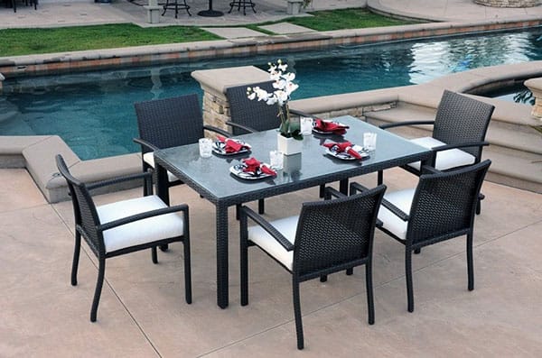 Venta Outdoor Glass Table Set En Stock, Outdoor Glass Dining Table Set