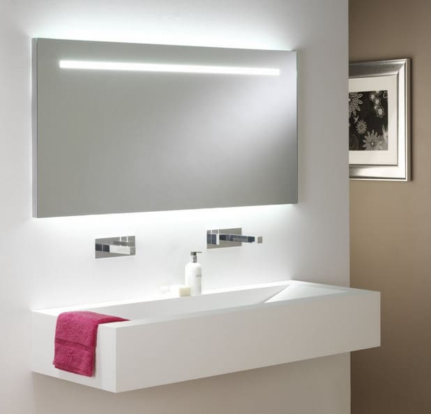 frameless bathroom mirror with LED lights