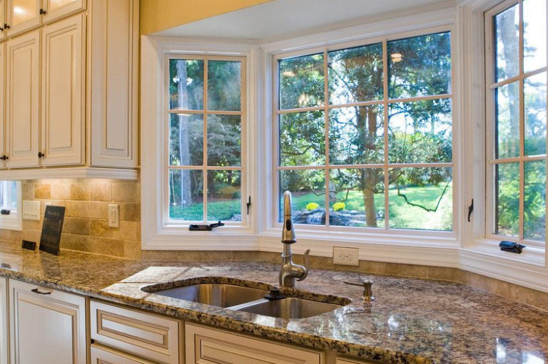 Simple Kitchen Replacement Window Ideas Majestic Glass   Kitchen Bay Window Installation Over Sink 768x511 