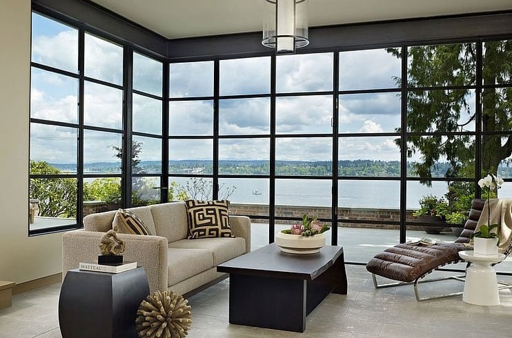 stylish glass windows in modern home in sydney suburb