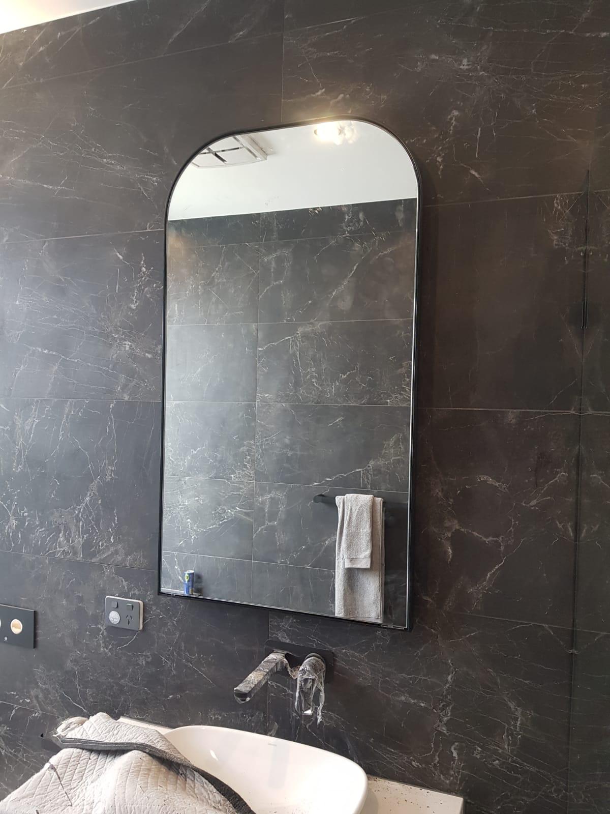 Arched Steel Framed Bathroom Mirror