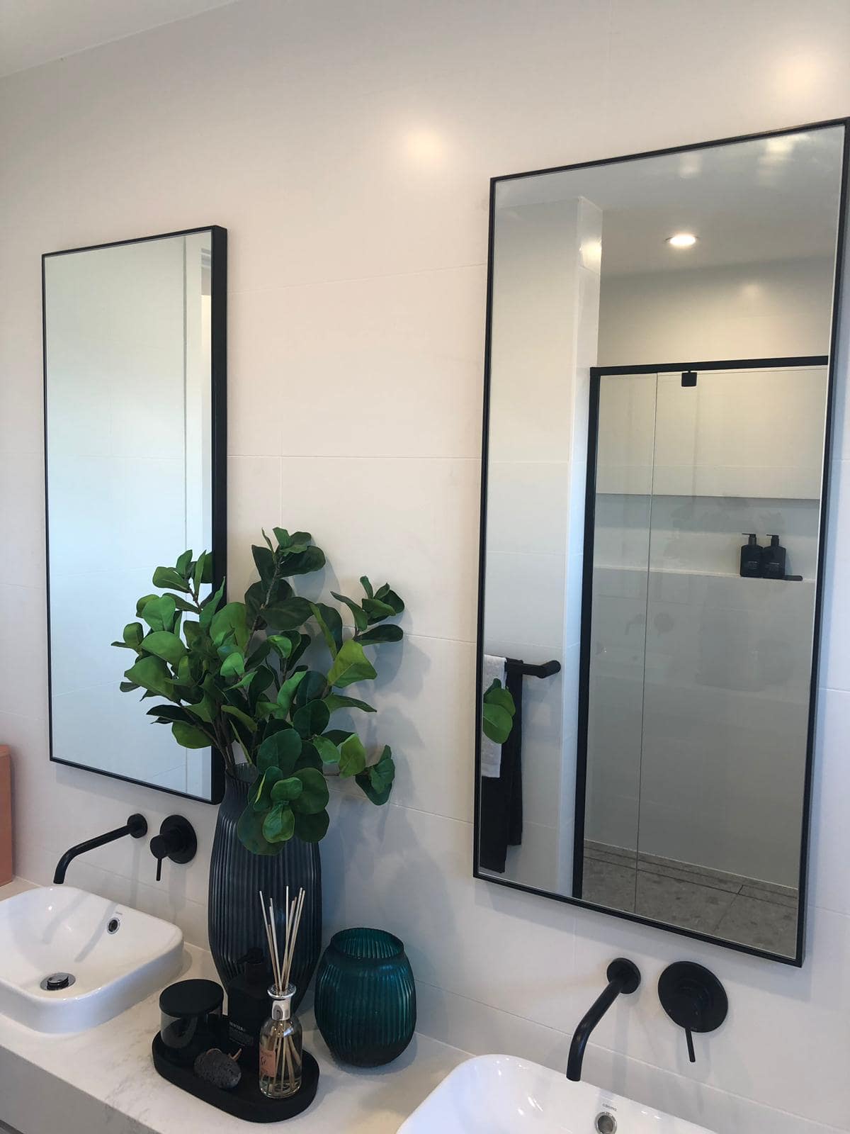Steel Framed Bathroom Twin Mirrors