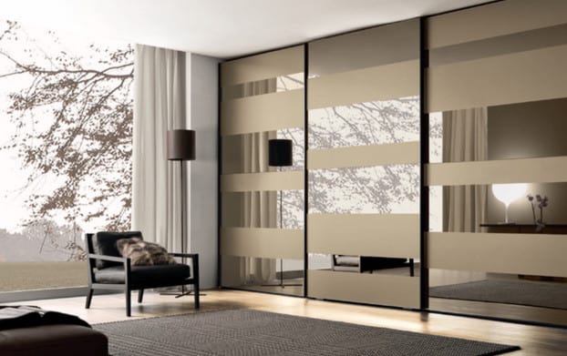 partially frosted bronze coloured wardrobe glass mirror