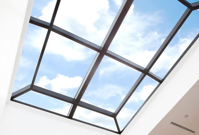 glass roof installation for a house