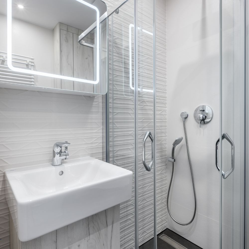 bathroom with LED mirror